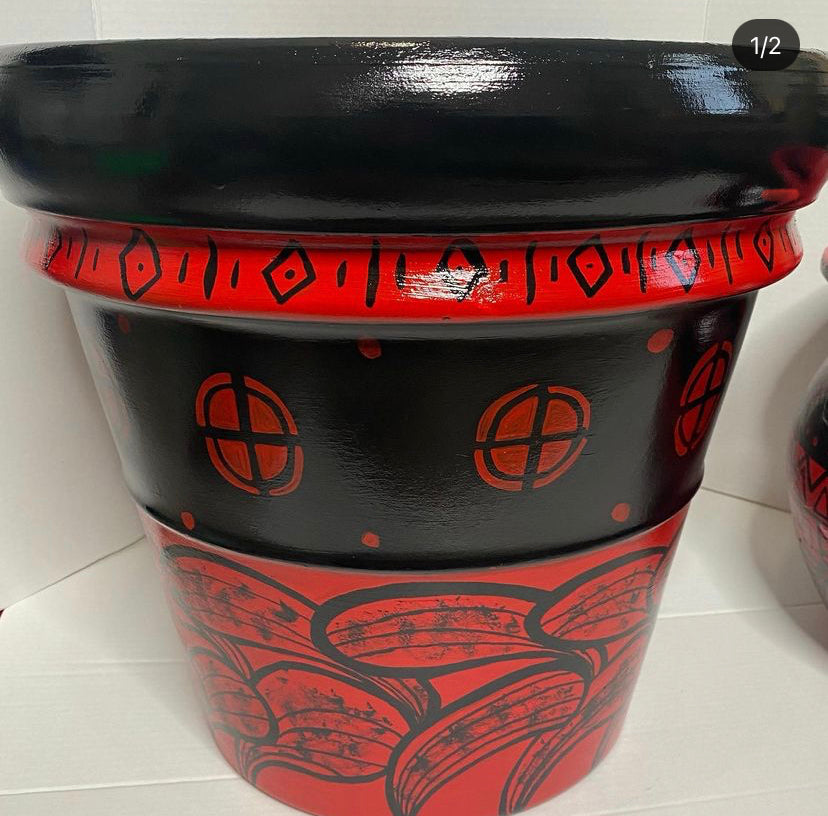 "Rooted in Rhythm" — Hand-Painted Planter Duo | 2021